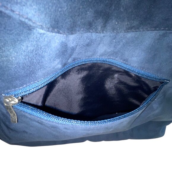 Women’s Dark Blue Faux Leather Embroidered Scroll Design Shoulder Bag - Picture 9 of 10